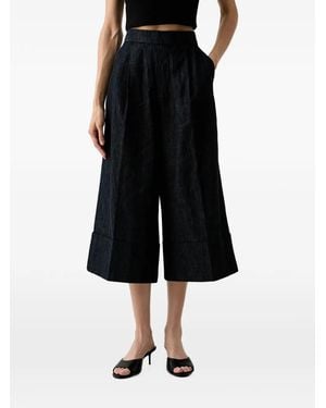 Benetton Turn-Up Cropped Wide-Leg Jeans - Black