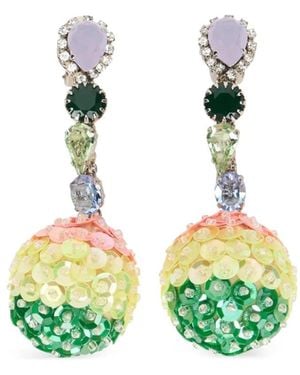 Red(V) Sequin-Embellished Earrings - Green