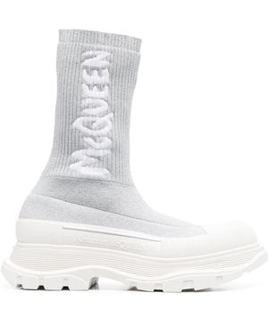 McQueen Stivali A Calzino Tread Slick - Grigio