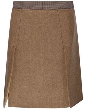 Sportmax Checked-Waistband Midi Skirt - Brown