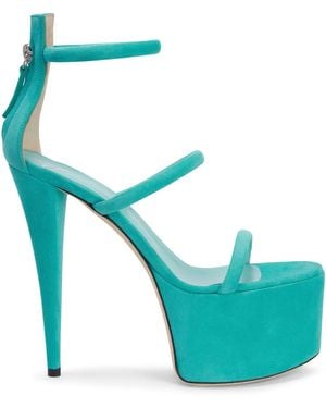 Giuseppe Zanotti 150 Mm Gz Aida Sandalen Met Plateauzool - Blauw