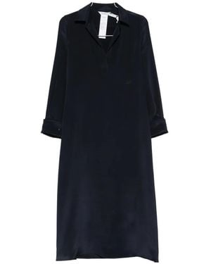 Max Mara Silk Slit-Sleeve Midi Dress - Blue