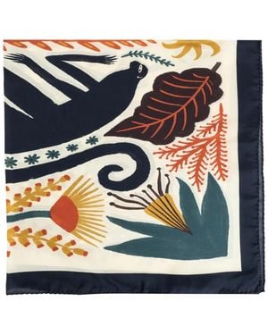 Etro Graphic-Print Silk Scarf - Blue