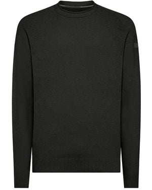 Rrd Ribbed-Panel Crew-Neck Sweater - Black