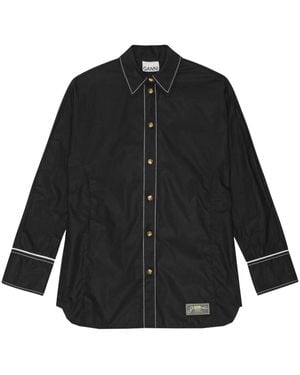 Ganni Cotton Poplin Raglan Shirt - Black