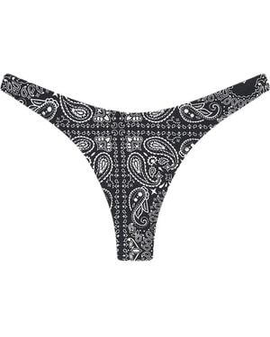 MC2 Saint Barth Paisley-Print Bikini Bottoms - Grey