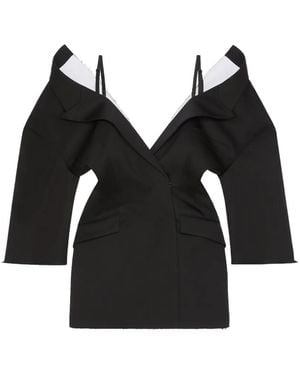 Givenchy Off-The-Shoulder Wool Mini Dress - Black