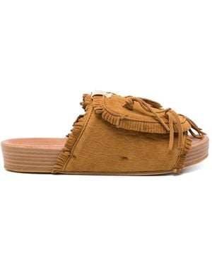 Visvim Christo Shaman Fringe-Trim Sandals - Brown