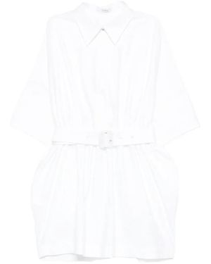 Givenchy Vestido Camisero Corto Con Cinturón - Blanco