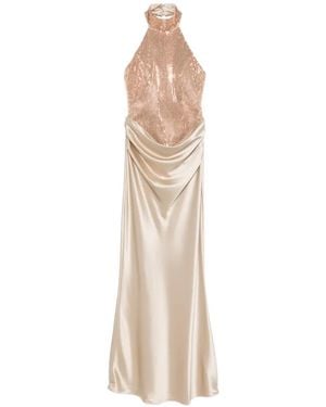retroféte Vanya Sequin Halter Maxi Dress - White