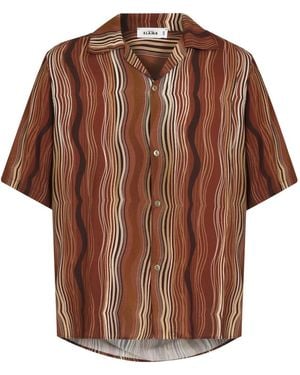 Amir Slama Wave-Pattern Short-Sleeved Shirt - Brown
