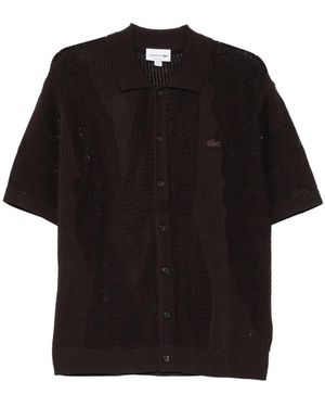 Lacoste Crochet-Knit Short-Sleeved Jumper - Black