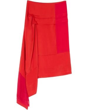 Lemaire Falda asimétrica con diseño plisado - Rojo