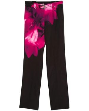 Versace Jeans Couture フローラル ベルテッド パンツ - レッド