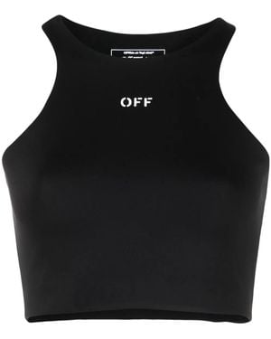 Off-White c/o Virgil Abloh Logo-Print Cropped Tank Top - Black