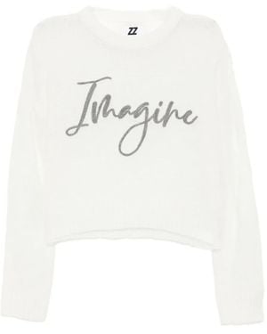 Izzue Jersey traslúcido con eslogan bordado - Blanco