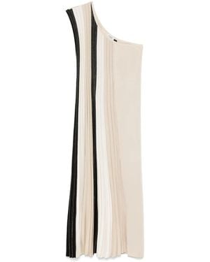 Mrz Plissé Clourblock Midi Dress - White