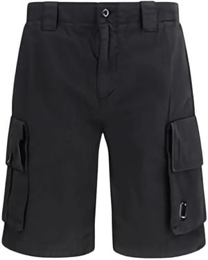 C.P. Company Cotton Gabardine Lens Cargo Shorts - Grey