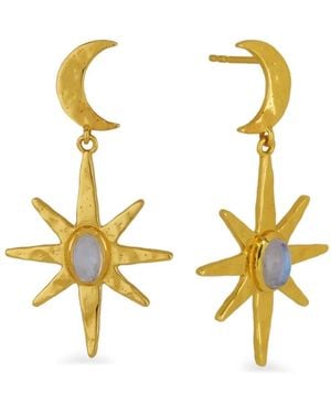 Ottoman Hands Moonstone Star-Drop Earrings - Metallic
