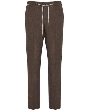 Corneliani Drawstring Linen Trousers - Grey