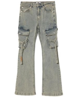 Izzue Logo-Patch Bootcut Jeans - Gray