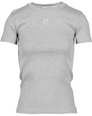 Marine Serre Moon-Logo Jersey Baby-Fit T-Shirt - Grey