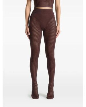 Manière De Voir Contour-Footsie Knit Leggings - Brown