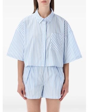 Nike Gestreiftes Chill Cropped-Hemd Aus Popeline - Blau