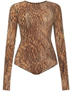 MM6 by Maison Martin Margiela Animal-Print Bodysuit - Brown