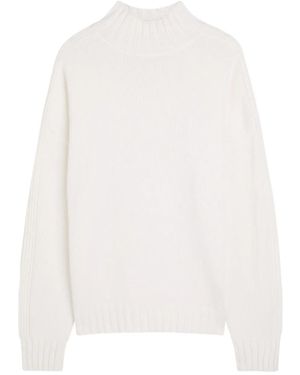 Allude Ribbed Funnel-Neck Jumper - White