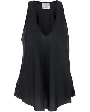 Forte Forte Top Smanicato Con Scollo A V - Nero