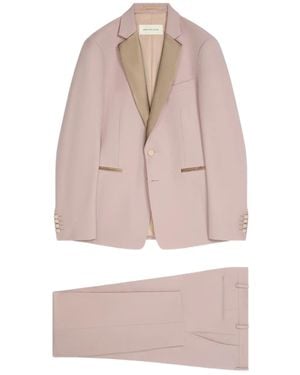 Dries Van Noten Wollen Pak Met Satijnen Revers - Roze