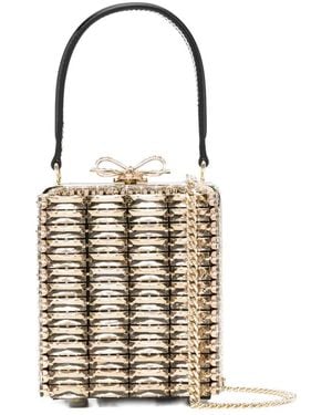 Self-Portrait Crystal-Embellished Top-Handle Mini Bag - White