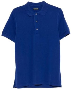 Tom Ford Short-Sleeve Polo Shirt - Blue