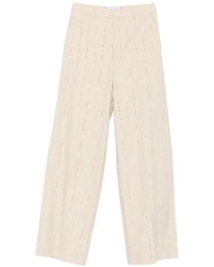 Isabelle Blanche Sequin-Embellished Pinstripe Pants - White