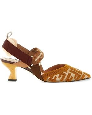 Fendi Hummingbird Mesh Court Shoes - Brown