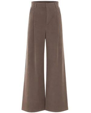 ELEH Pleated Wide-Leg Trousers - Brown