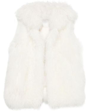 Yves Salomon Hooded Shearling Gilet - White