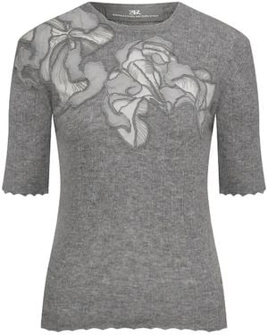 Ermanno Scervino Jersey Con Aplique Floral - Gris