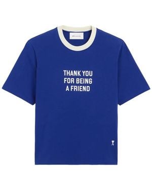 Ami Paris Cotton Thank You For Being A Friend T-Shirt - Blue