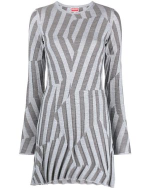 KENZO Geometric Knit Minidress - Grey