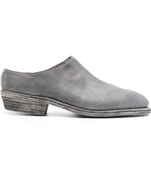 Guidi Grained Leather Mules - Gray