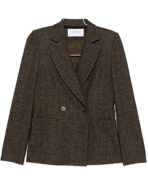 Harris Wharf London Herringbone-Pattern Double-Breasted Jacket - Brown