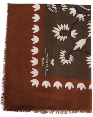 Weekend by Maxmara Educata Floral-Print Fringed Scarf - Brown