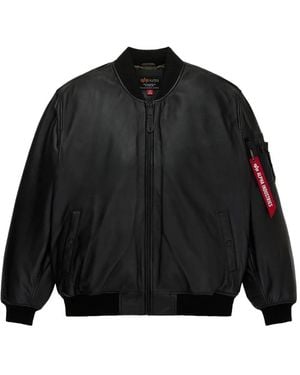 Alpha Industries Ma-1 Leather Jacket - Black