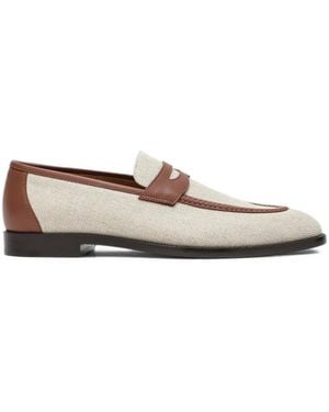 Loro Piana Sergio Walk Leather-Trimmed Loafers - White