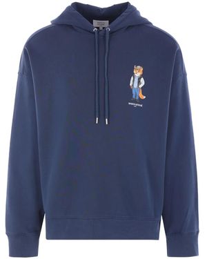 Maison Kitsuné フォックスプリント パーカー - ブルー