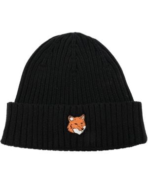 Maison Kitsuné Logo-Patch Beanie - Black