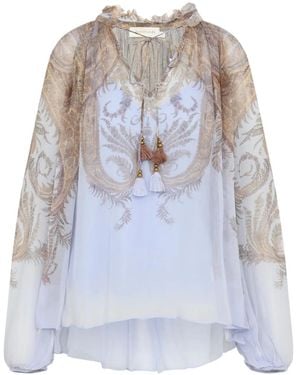 Zimmermann ペイズリー ラッフルブラウス - ホワイト