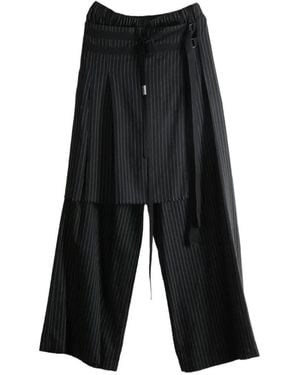 Ann Demeulemeester Marke Pinstripe-Pattern Layered-Design Pants - White